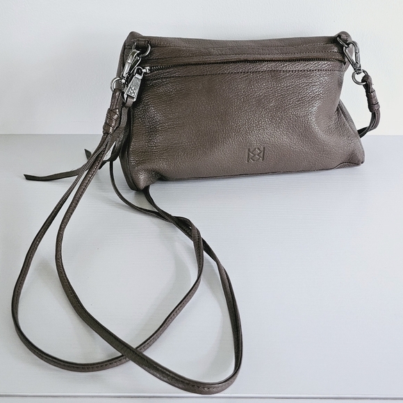 Christopher Kon Brown Leather Studded Double Strap Crossbody/Clutch Bag - Picture 5 of 15